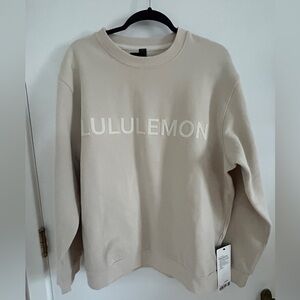 NWT lululemon steady state crew sweatshirt with graphic logo men’s size large